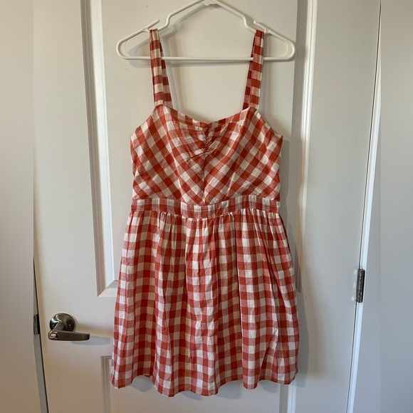 Altar'd State Dresses & Skirts - Altar’d State Orange Gingham Cotton Linen Blend Dress